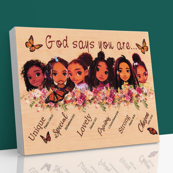 🌸 "God Says You Are" Inspirational Canvas – Faith-Based Wall Art