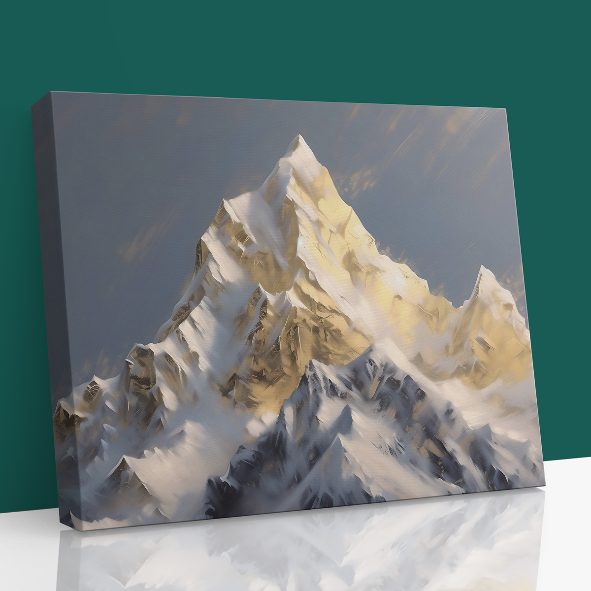 Golden Peaks Canvas Wall Art – Elegant Snow-Capped Mountain Print for Home & Office Décor