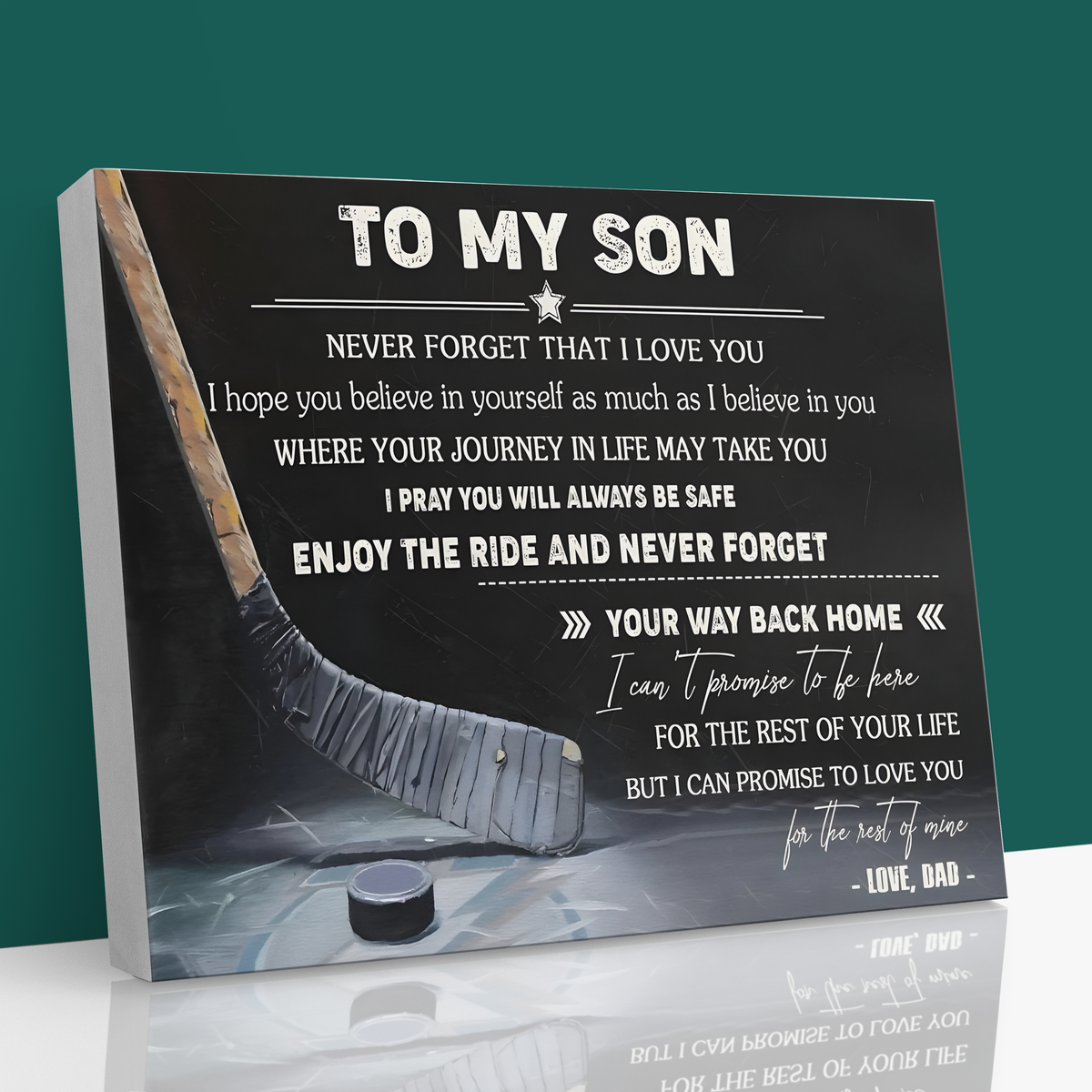 🏒 "To My Son" Hockey Canvas – Inspirational Gift for Sons