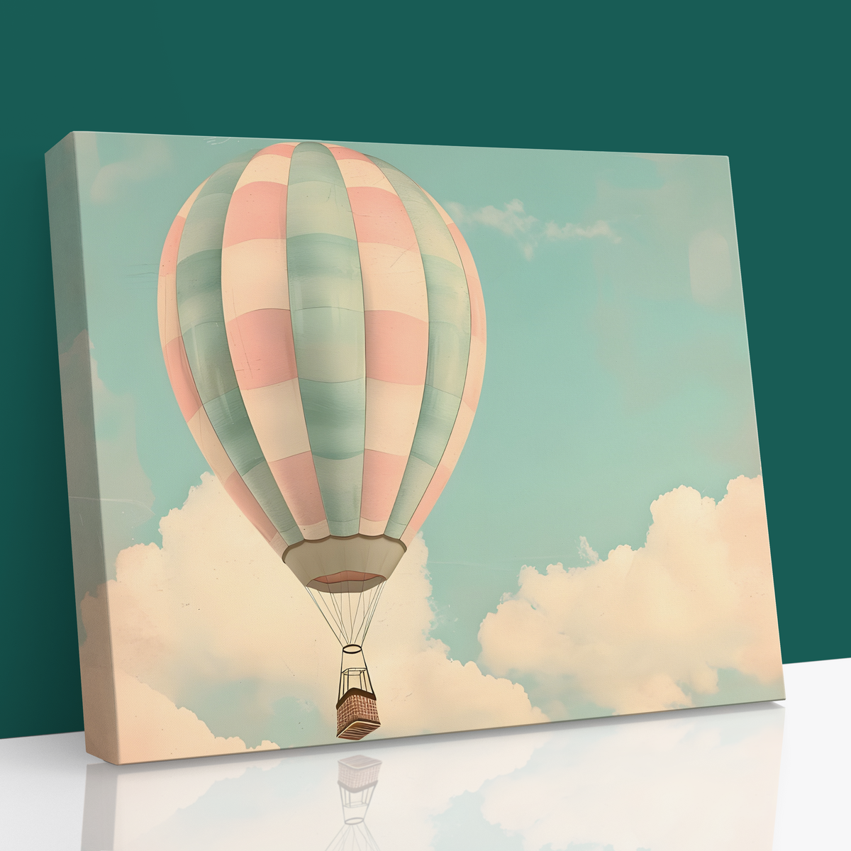 🎈 Soft Pastel Hot Air Balloon Canvas – Dreamy Wall Art for Any Space