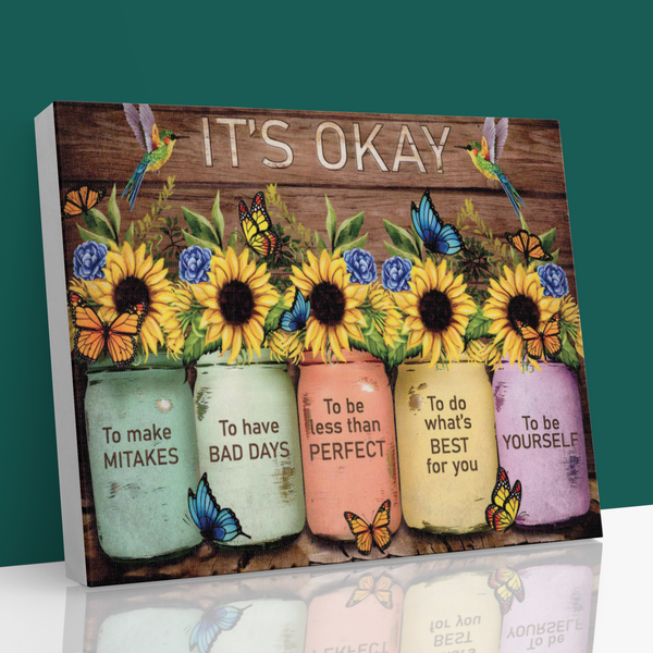 🌻 "It's Okay" Inspirational Sunflower Canvas Art 🌻