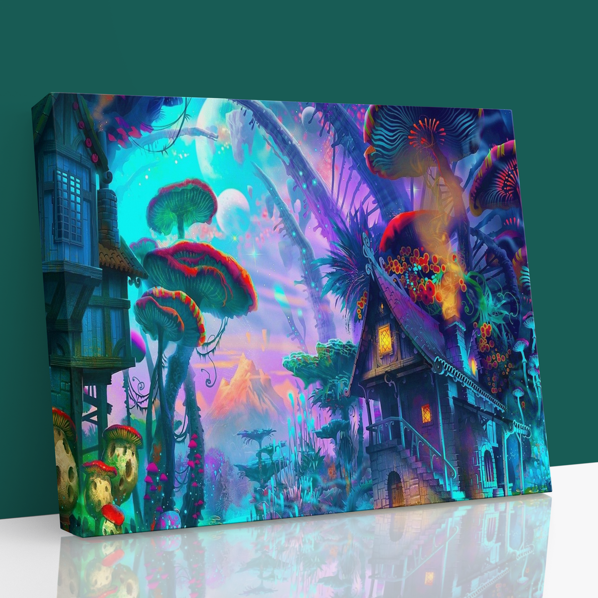 🌿🍄 "Mushroom Dreamscape" – Fantasy Wonderland Canvas Wall Art 🏡✨
