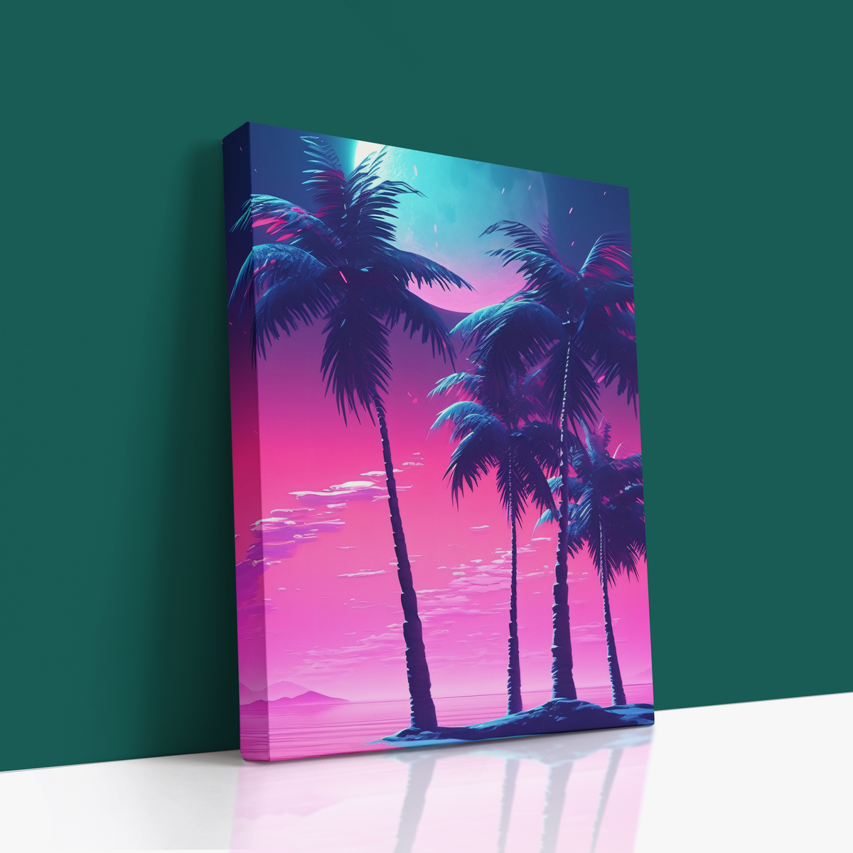 Tropical Neon Dreams Canvas Wall Art 🌴✨