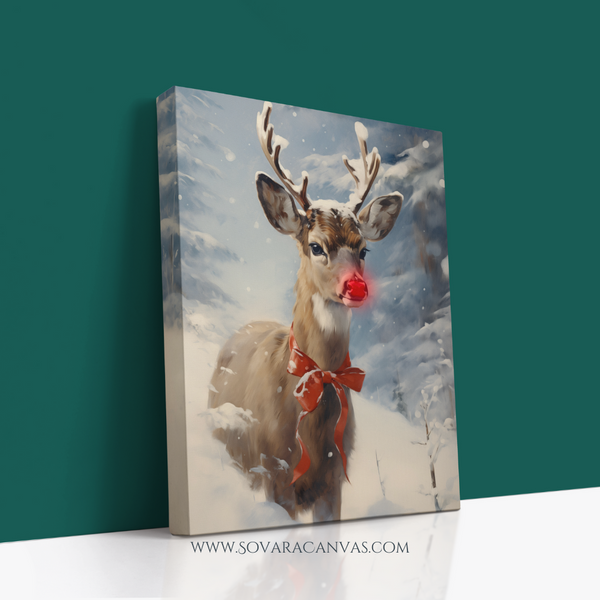 Rudolph the Red-Nosed Reindeer Canvas Wall Art – Classic Christmas Decor, Gallery Wrapped, Festive Holiday Artwork for Home