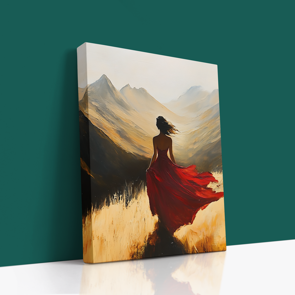 Lady in Red  Canvas Wall Art 🌄❤️