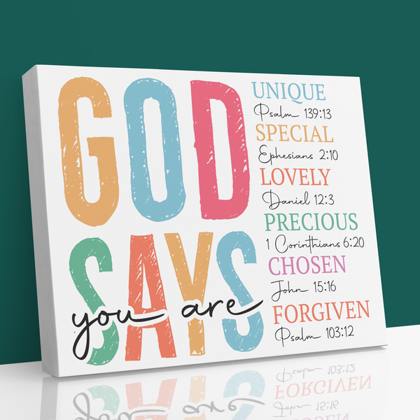 🙏 "God Says You Are" Christian Faith Canvas 🌿