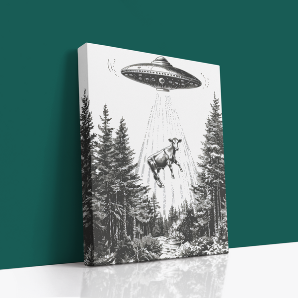 Mysterious Encounter Canvas Wall Art 👽🐄