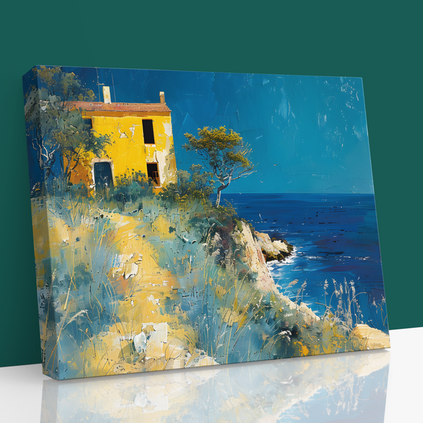 🌊 Mediterranean Escape – Vibrant Coastal Landscape Canvas