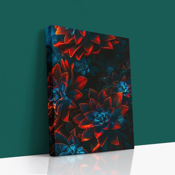 🔥 Neon Succulents – Abstract Botanical Canvas Art